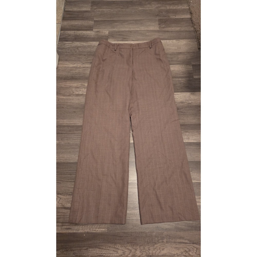 Charter Club Allison Fit Womens 16 Brown LIned Wool Blend Pin Striped Pants‎